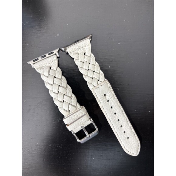 Brighton Sutton Apple Watch Band Braided Leather Shoe White Floral Tin Fit 38mm+ - Picture 14 of 16